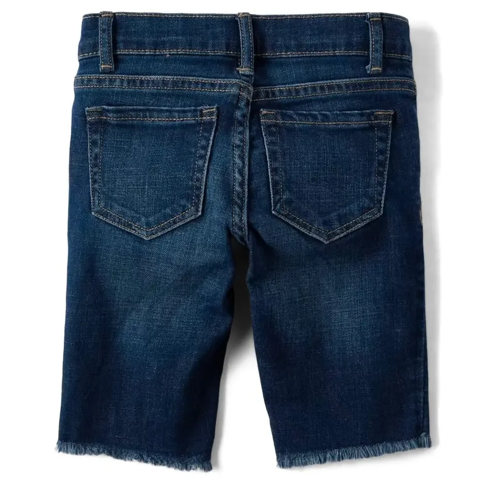 The Children’s Place Girls Distressed Denim Skimmer Shorts in Sage Wash, Size 4